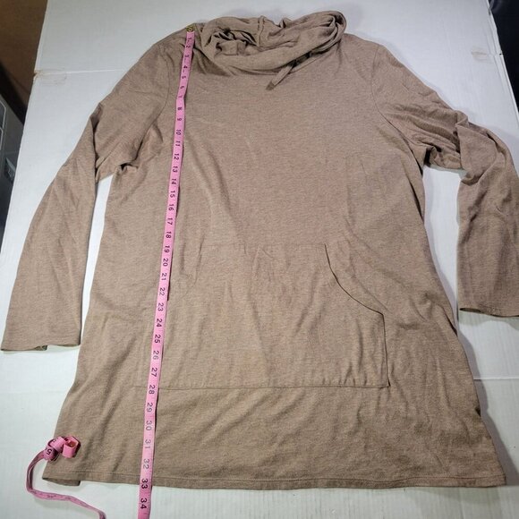 PureJill Women Tan Long Sleeve Tunic With Cowl Neck & Front Pocket Size L - Picture 7 of 11